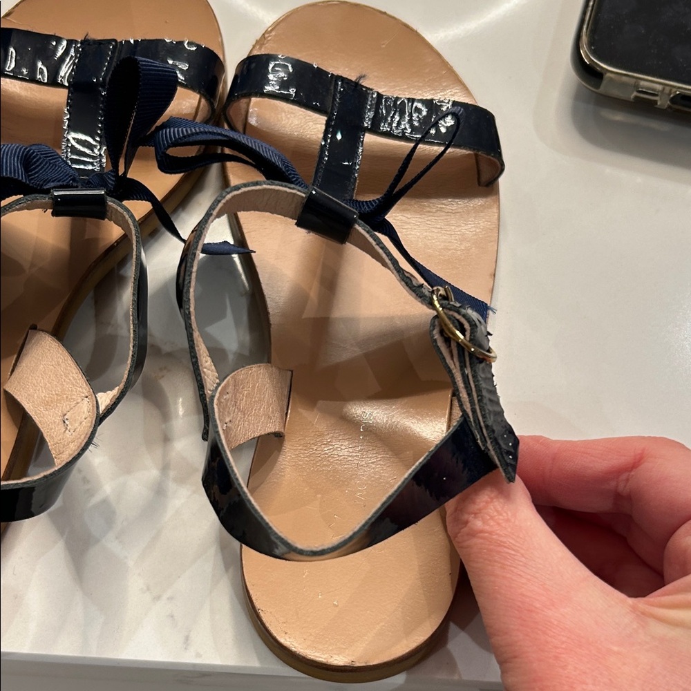 Jacadi Navy Blue Kids Sandals with Bow - Picture 5 of 12